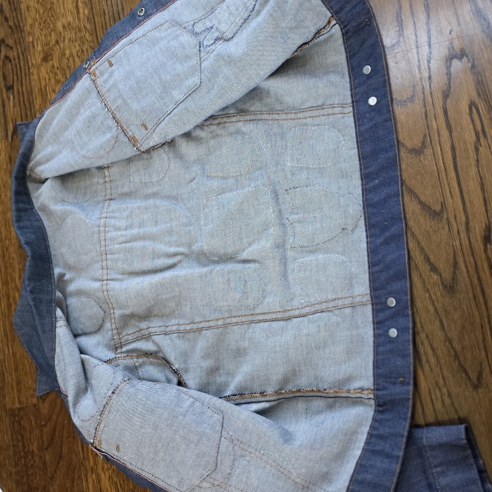 Denim Patchwork Vintage Jacket - Blue - image 6